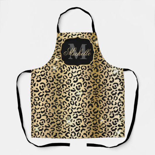 Glam-luipspuiten met gouden en zwarte rand afdrukk schort (Voorkant)