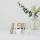 Glam Luxe Faux Gold Glitter Elegant Script Visitekaartje (Staand voorkant)