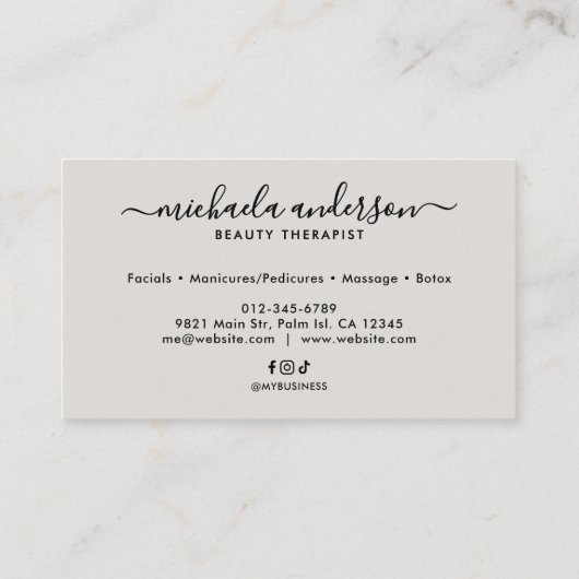 Glam Luxe Faux Gold Glitter Elegant Script Visitekaartje (Achterkant)