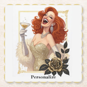 Glam Luxe Feest Glamour Div diva in Goud Personali Kartonnen Onderzetters