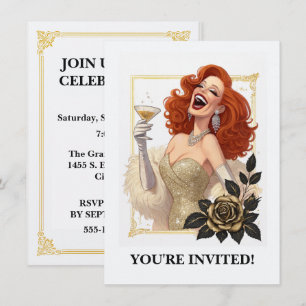 Glam Luxe Feest Glamour Diva in Goud Personaliseer Kaart