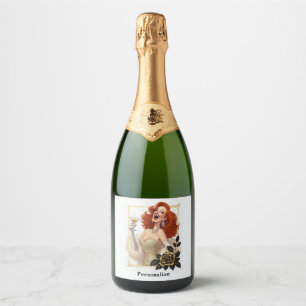 Glam Luxe Feest Glamour Diva in Goud Personaliseer Sparkling Wijnetiket