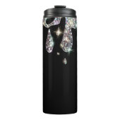 *~* Glam Luxe Girly Drip Rainbow GLITTER Black Thermosbeker (Voorkant)