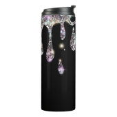 *~* Glam Luxe Girly Drip Rainbow GLITTER Black Thermosbeker (Gedraaid links)