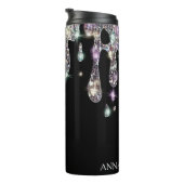 *~* Glam Luxe Girly Drip Rainbow GLITTER Black Thermosbeker (Geroteerd rechts)