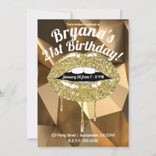 Glam Luxe Glitter Drip Drips Gold Party Kaart (Voorkant)