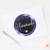 Glam Luxe Glitter Sparkle Blauw Zelfgemaakt Hart Ronde Sticker (Envelop)