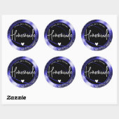 Glam Luxe Glitter Sparkle Blauw Zelfgemaakt Hart Ronde Sticker (Vel)