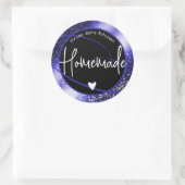 Glam Luxe Glitter Sparkle Blauw Zelfgemaakt Hart Ronde Sticker (Tas)
