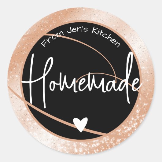 Glam Luxe Glitter Sparkle Peach Zelfgemaakt Hart Ronde Sticker (Voorkant)