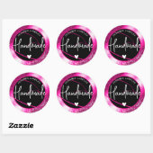 Glam Luxe Glitter Sparkle Roze Handgemaakt Hart Ronde Sticker (Vel)