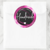 Glam Luxe Glitter Sparkle Roze Handgemaakt Hart Ronde Sticker (Tas)