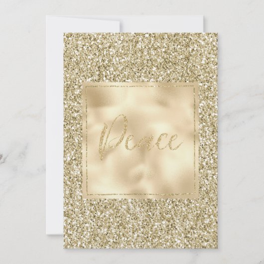 Glam Luxe Gold Glitter Peace Kaart (Voorkant)