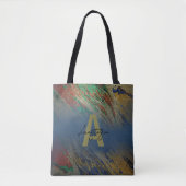Glam Luxe Gouden Glitter Abstract Marmer Monogram Tote Bag (Voorkant)