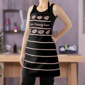 Glam Luxe Gouden Roos Lips & Zwart Salon Uniform Schort