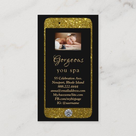 *~* Glam Luxe mobiele telefoon Gold QR LOGO Glitte Visitekaartje (Achterkant)