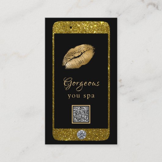 *~* Glam Luxe mobiele telefoon Gold QR LOGO Glitte Visitekaartje (Voorkant)