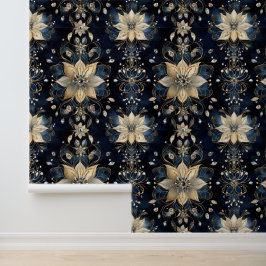 Glam Luxe Navy Gold Floral Behang