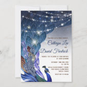 Glam & Luxe Pauw Avond Huwelijksuitnodiging Kaart (Voorkant)