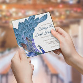 Glam & Luxe Pauw Avond Huwelijksuitnodiging Kaart