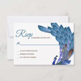 Glam & Luxe Peacock Wedding RSVP Kaartje