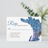 Glam & Luxe Peacock Wedding RSVP Kaartje (Staand voorkant)