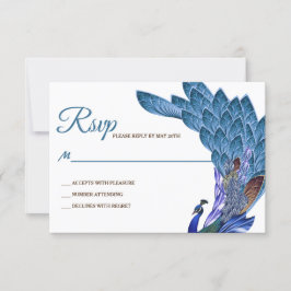 Glam & Luxe Peacock Wedding RSVP Kaartje
