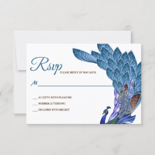 Glam & Luxe Peacock Wedding RSVP Kaartje