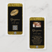 Glam Luxe QR Logo Fotoceltelefonie diamant Visitekaartje (Voorkant / Achterkant)