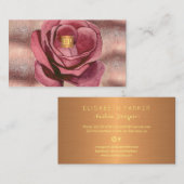Glam luxe roos florine feminine monogram visitekaartje (Voorkant / Achterkant)