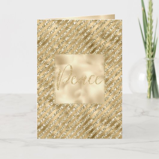 Glam Luxe Stripes Gouden Glitter Vrede Kaart (Voorkant)