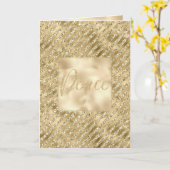 Glam Luxe Stripes Gouden Glitter Vrede Kaart (Gele Bloem)