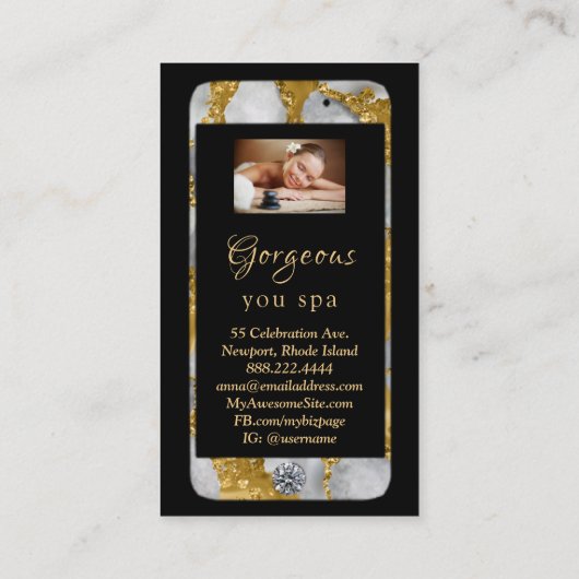 *~* Glam Luxel Telefoon Gold QR LOGO Foto Visitekaartje (Achterkant)