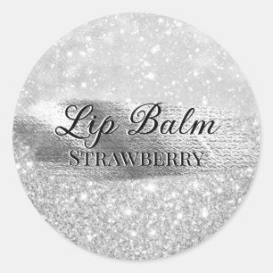 Glam Luxury Faux Silver Glitter Custom Beauty Ronde Sticker