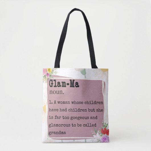 Glam-Ma Dictionary Definition Flowers Lijst Design Tote Bag (Voorkant)