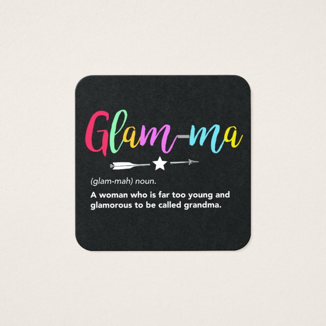 Glam-ma, Glamma Definition Grandma Vierkante Visitekaartjes (Voorkant)