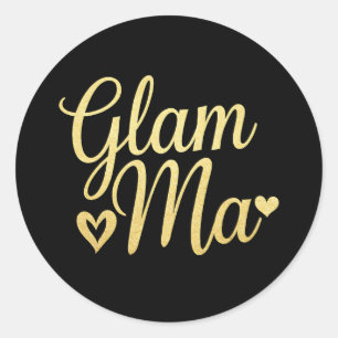 Glam Ma Hart Goud Moeder Oma Moederdag Ronde Sticker