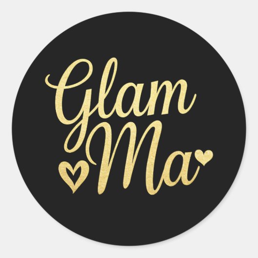 Glam Ma Hart Goud Moeder Oma Moederdag Ronde Sticker (Voorkant)