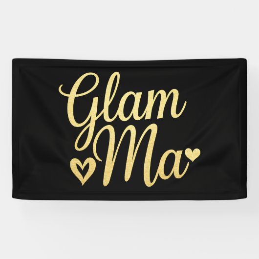 Glam Ma Hart Goud Moeder Oma Moederdag Spandoek (Horizontaal)