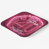 Glam Magenta Neon Roze 40ste verjaardag Papieren Bordje (Gebogen)