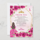 Glam Magenta Roze Goud Bloemen Prinses Quinceañera Bedankkaart (Voorkant)