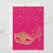 Glam Magenta Roze Goud Glitter Masquerade Verjaard Kaart (Achterkant)