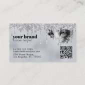 Glam Make-up druppelen zilveren glitter Visitekaartje (Achterkant)