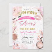 Glam Make-up Girl Verjaardagsfeest Pink Spa Party Kaart (Voorkant)
