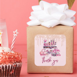 Glam make-up meisje verjaardag vierkante sticker