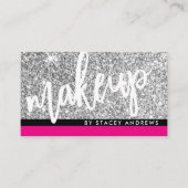GLAM MAKE-UP penseelscript zilver glitter roze zwa Visitekaartje (Voorkant)