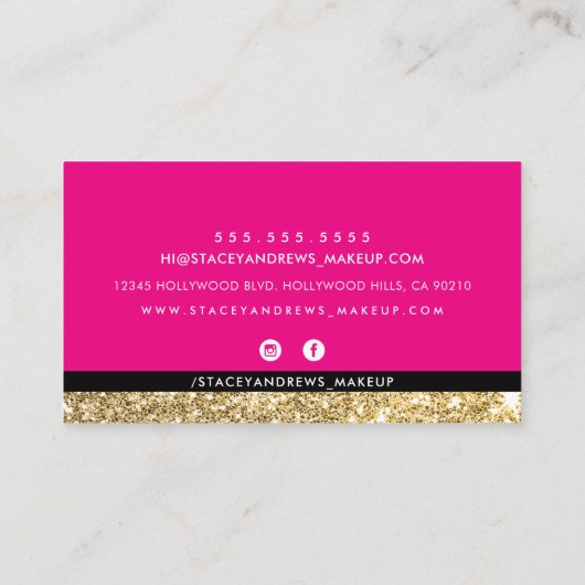 GLAM MAKE-UP schattige borstel gemerkt goud glitte Visitekaartje (Achterkant)