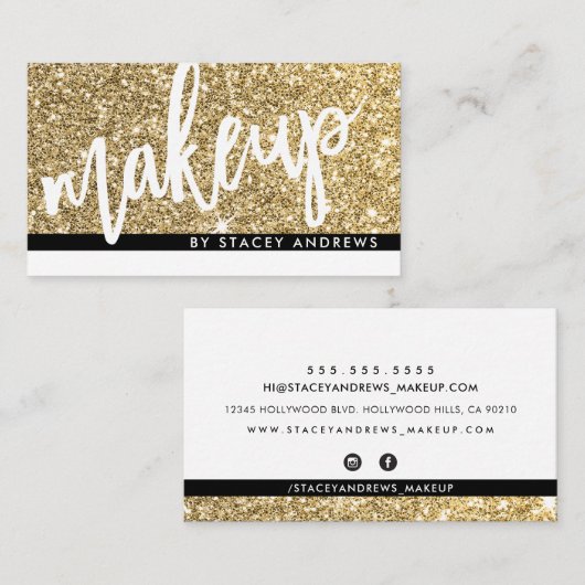 GLAM MAKE-UP schattige borstel gemerkt goud glitte Visitekaartje (Voorkant / Achterkant)