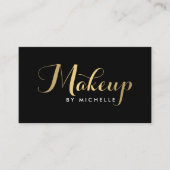 Glam Make-up Script Tekst Goud/Zwart Visitekaartje (Voorkant)