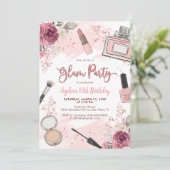 Glam Make-up Verjaardagsfeestje Blush Roze Spa Par Kaart (Staand voorkant)